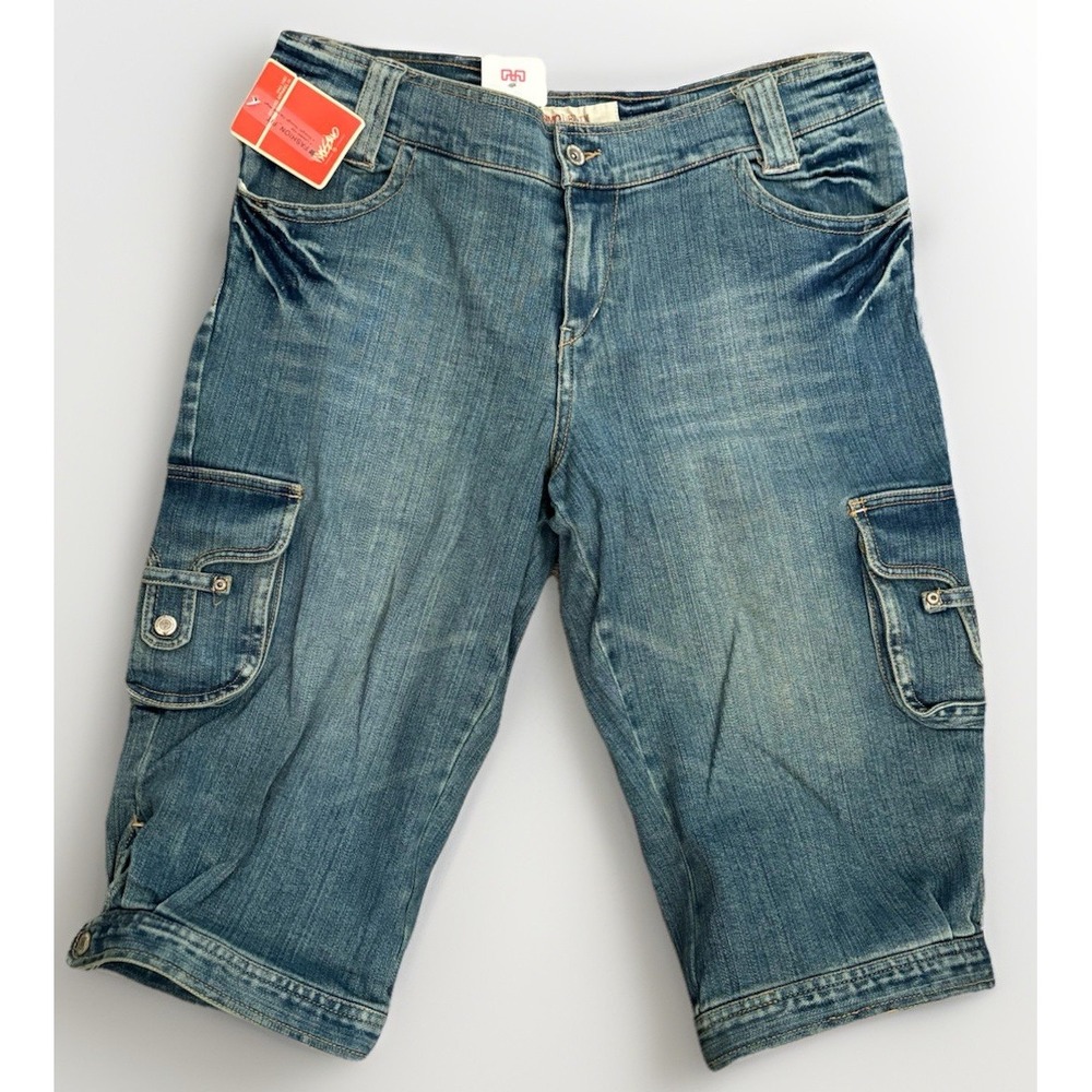 Vintage Mossimo Cargo Jean Capri Short Women's Size 17 Junior Blue Denim